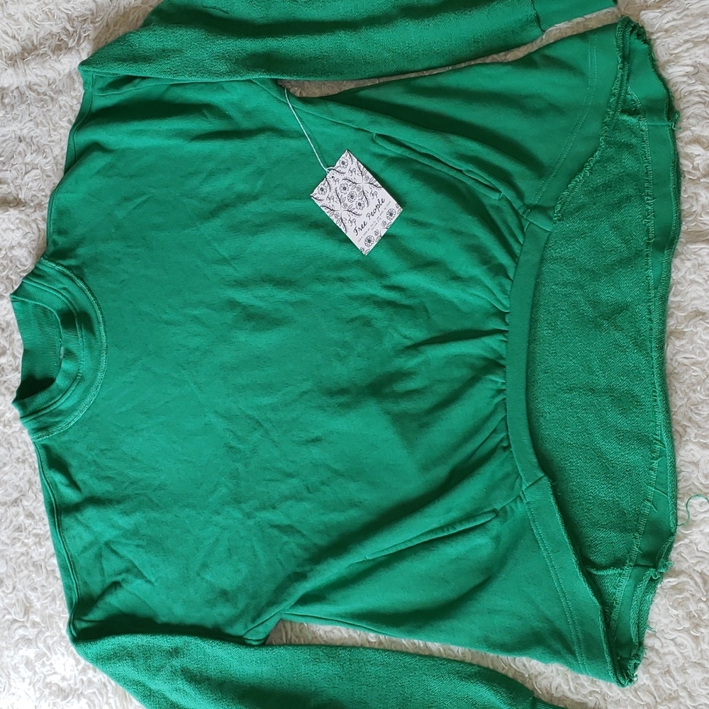 Free People Movement Hi Low Hem Pullover Crew Neck Oversized Sweatshirt XS Nwt